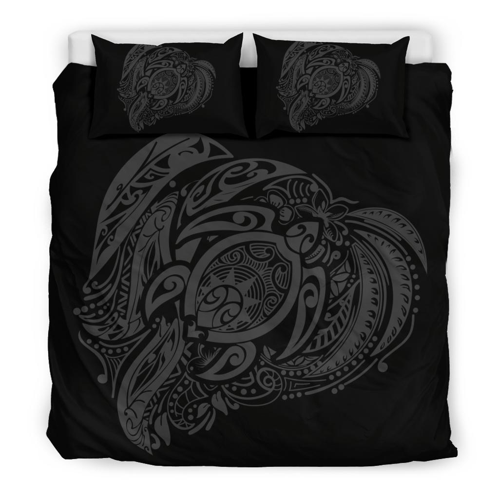 Hawaiian Turtle Hibiscus Polynesian Bedding Set Simple Grey - Polynesian Pride