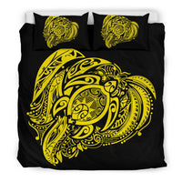 Hawaiian Turtle Hibiscus Polynesian Bedding Set Simple Yellow - Polynesian Pride