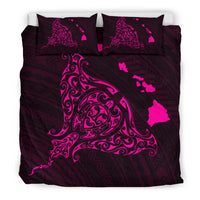 Hawaiian Map Rays Turtle Polynesian Bedding Set - Pink - Polynesian Pride