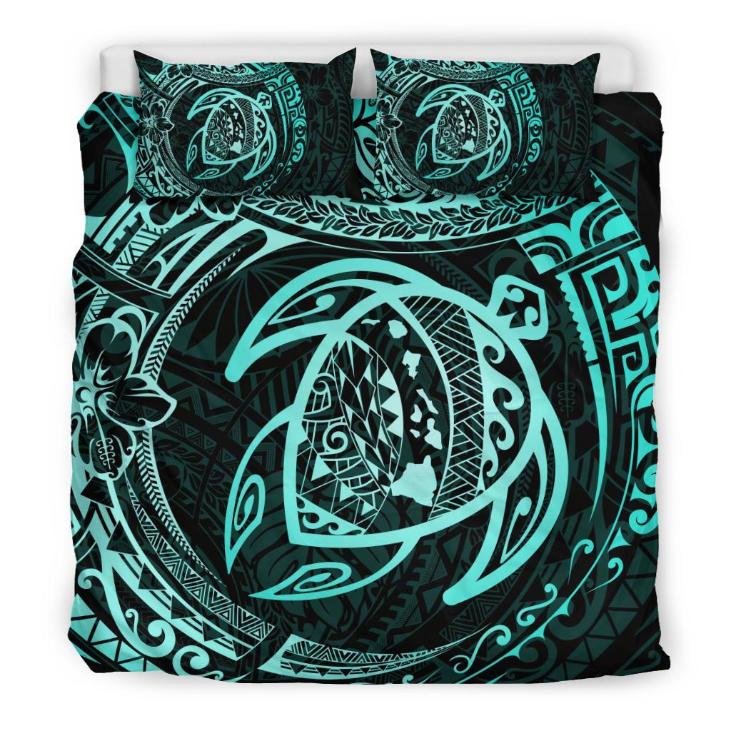 Hawaiian Map Hibiscus Turtle Polynesian Bedding Set - Polynesian Pride