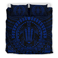 Hawaiian Kakau Honu Arc Blue Polynesian Bedding Set - Polynesian Pride