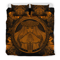 Hawaiian Map Madame Pele Polynesian Bedding Set Orange - Polynesian Pride