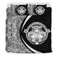 Hawaiian Madame Pele Kanaka Plumeria Polynesian Bedding Set Circle Style White - Polynesian Pride