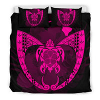Hawaiian Fish Hook Turtle Heart Polynesian Bedding Set Pink - Polynesian Pride