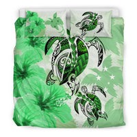 Polynesian Duvet Cover Set - Papua New Guinea Bedding Set Polynesia Turtle Hibiscus Green - Polynesian Pride
