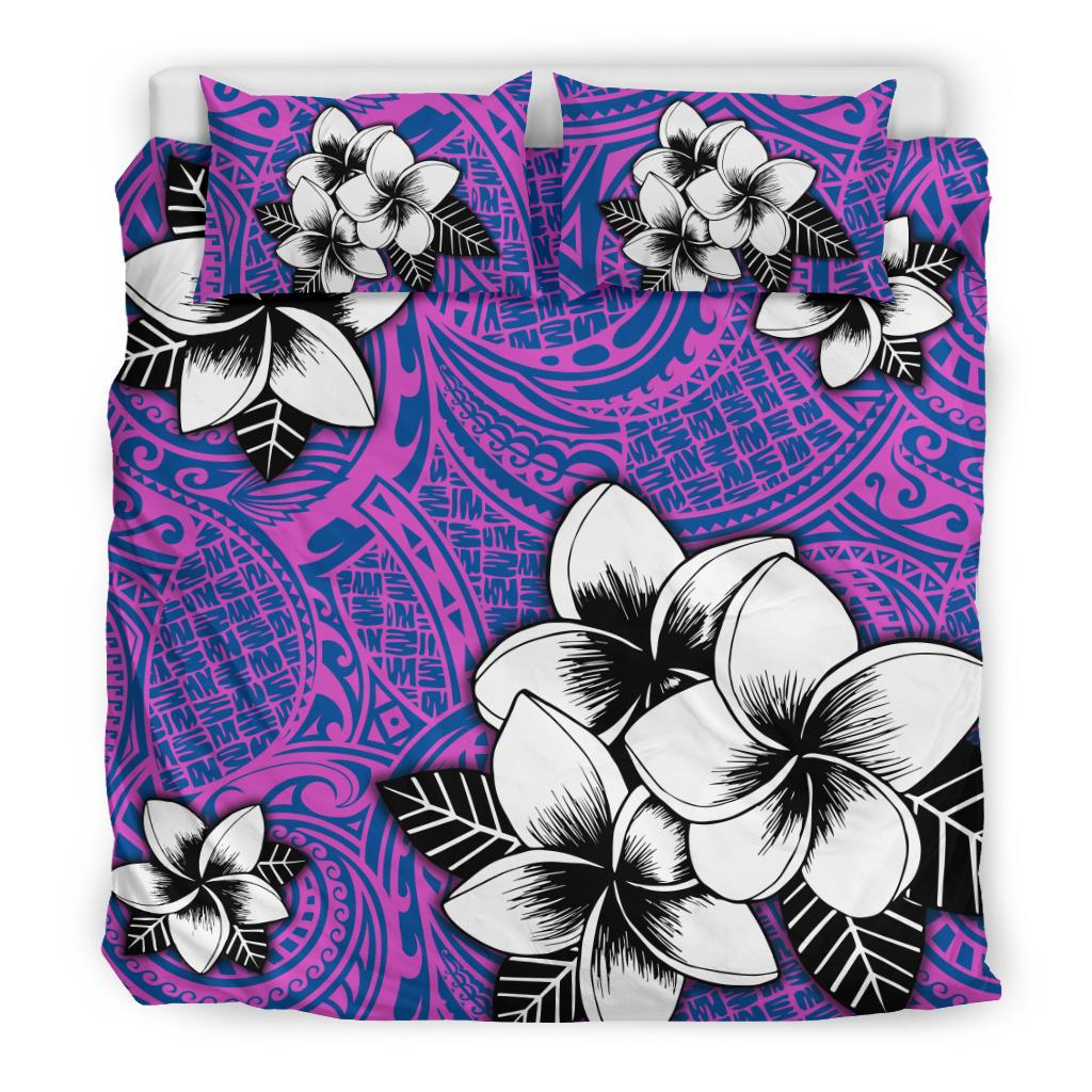 Hawaiian Plumeria Tribal Polynesian Bedding Set Pink - Polynesian Pride