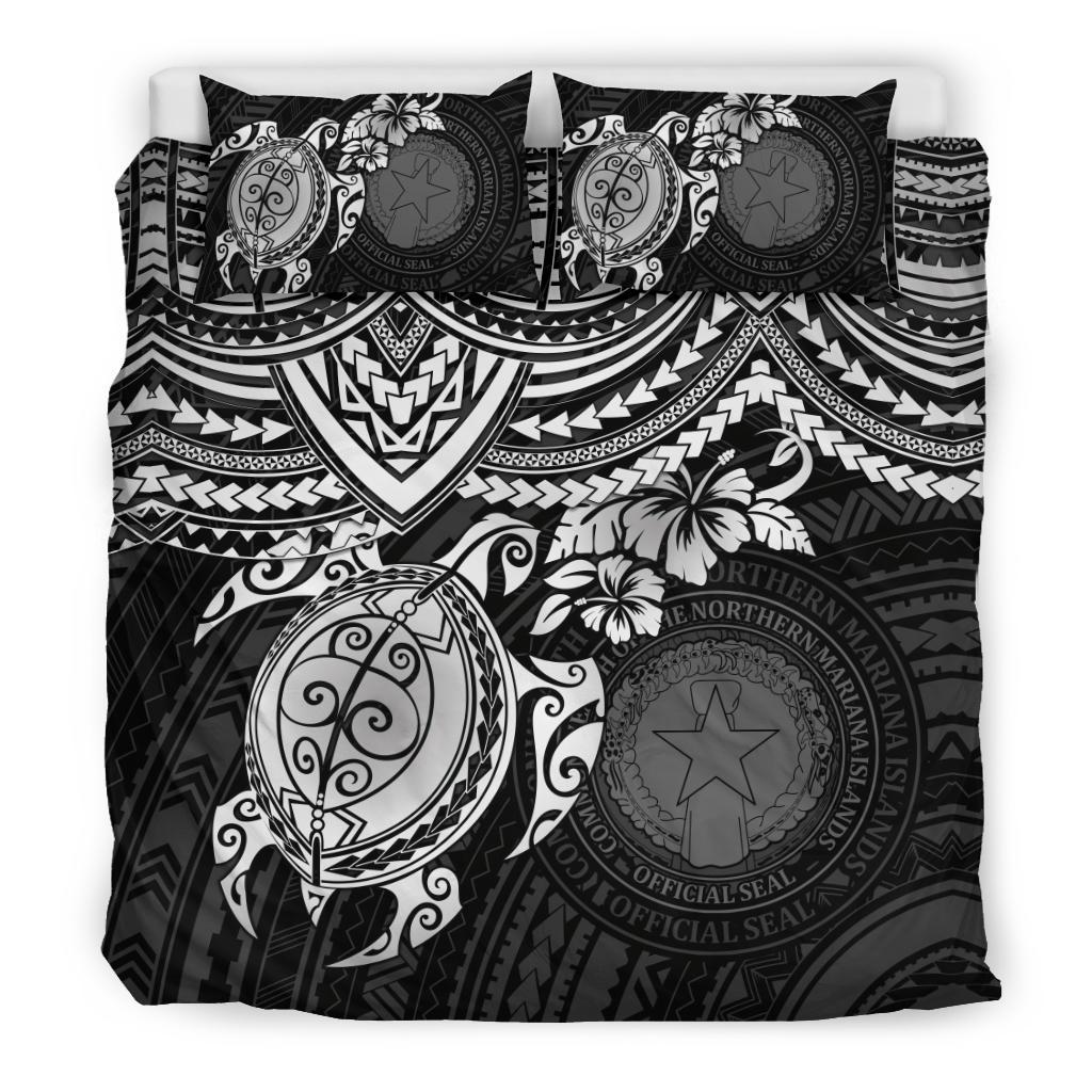 Northern Mariana Islands Polynesian Duvet Cover Set - White Turtle - Polynesian Pride