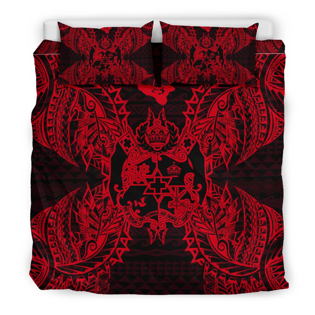 Polynesian Bedding Set - Tonga Duvet Cover Set Map Red - Polynesian Pride