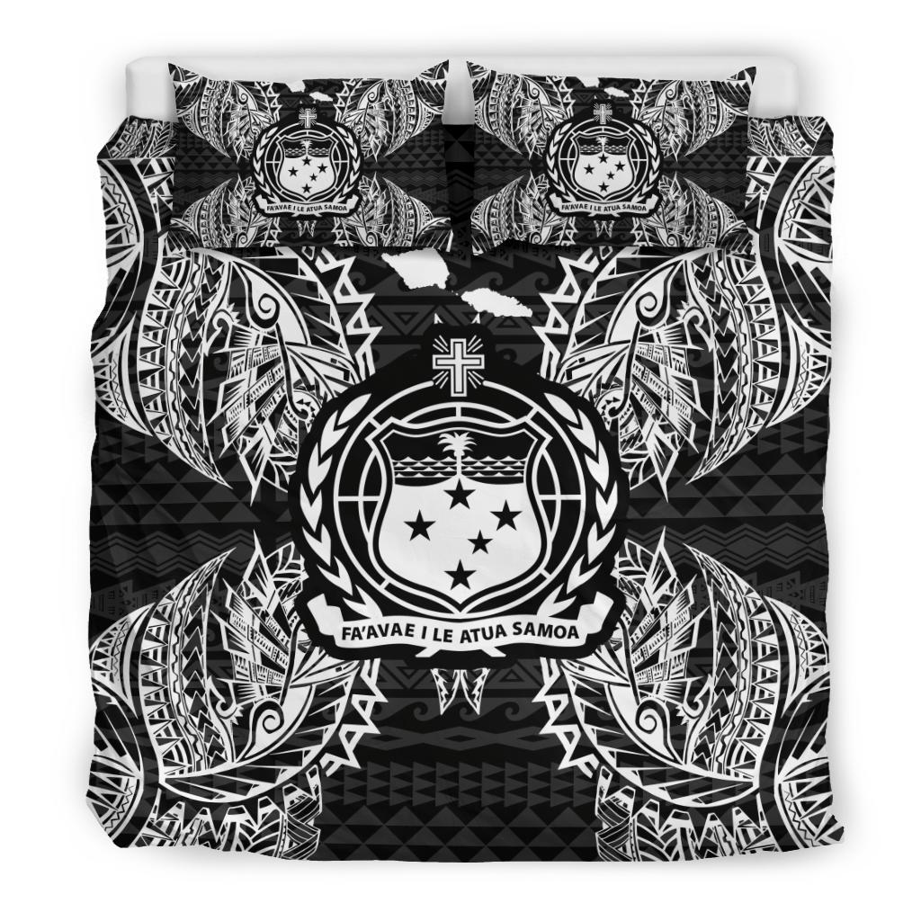 Polynesian Bedding Set - Samoa Duvet Cover Set Map Black - Polynesian Pride