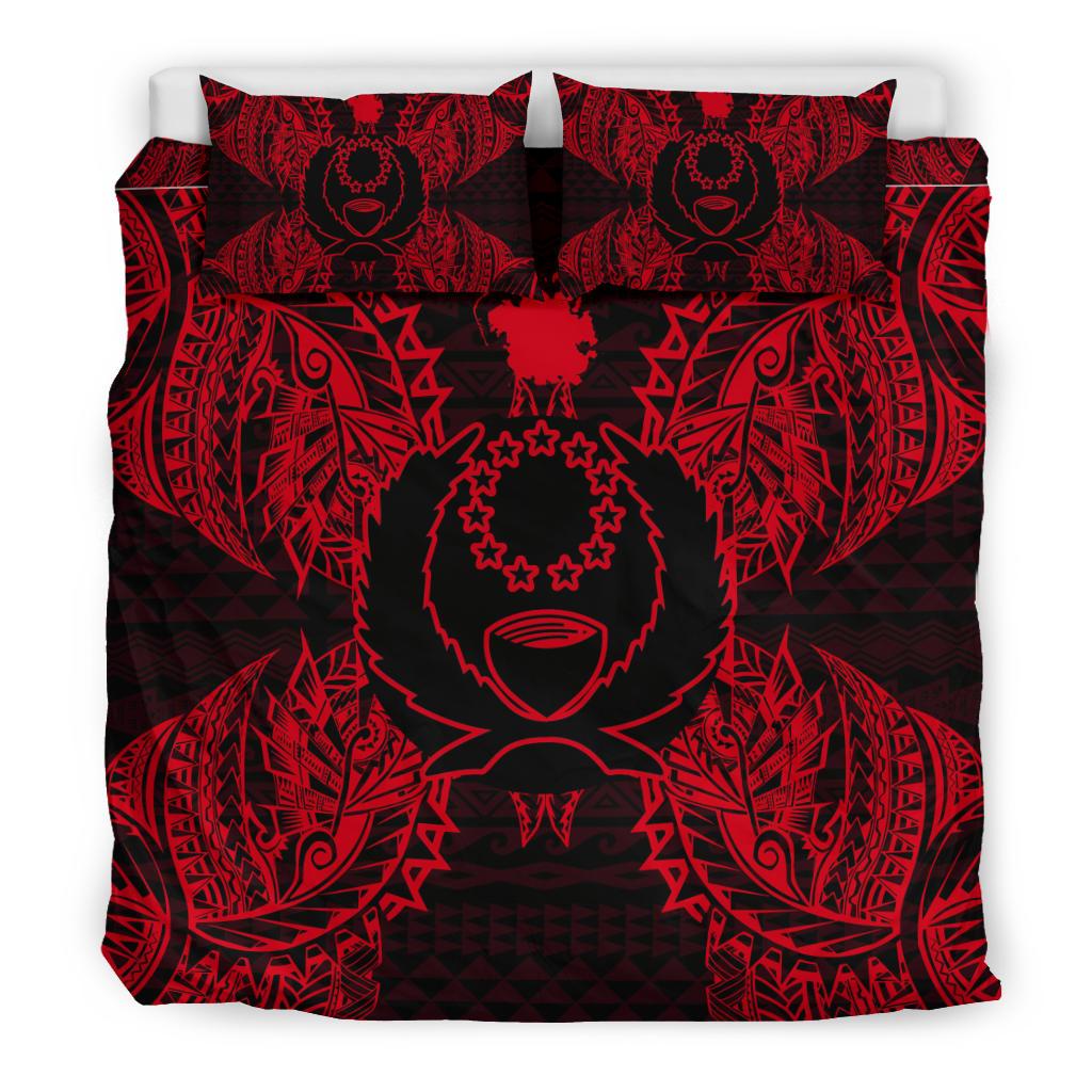 Polynesian Bedding Set - Pohnpei Duvet Cover Set Map Red - Polynesian Pride