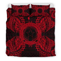 Polynesian Bedding Set - Northern Mariana Islands Duvet Cover Set Map Red - Polynesian Pride