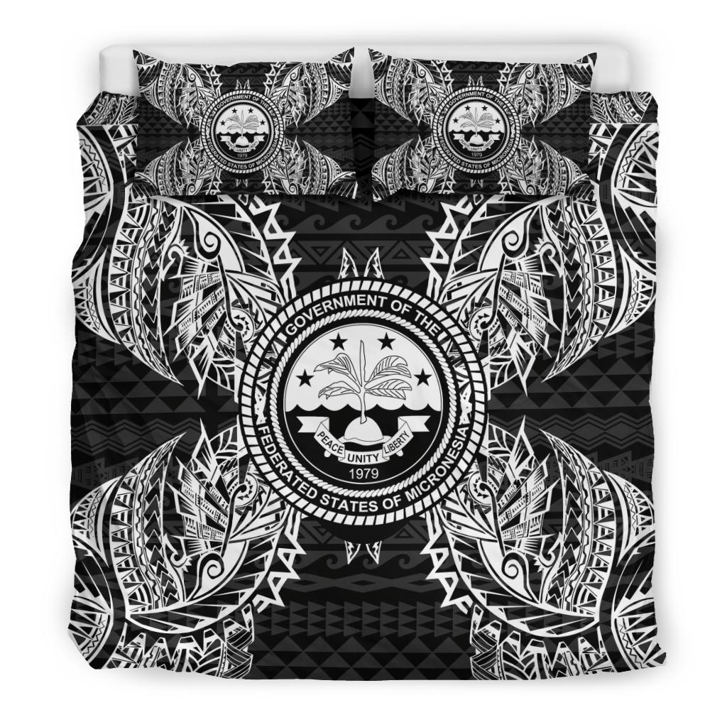 Polynesian Bedding Set - Federated States Of Micronesian Duvet Cover Set Map Black - Polynesian Pride