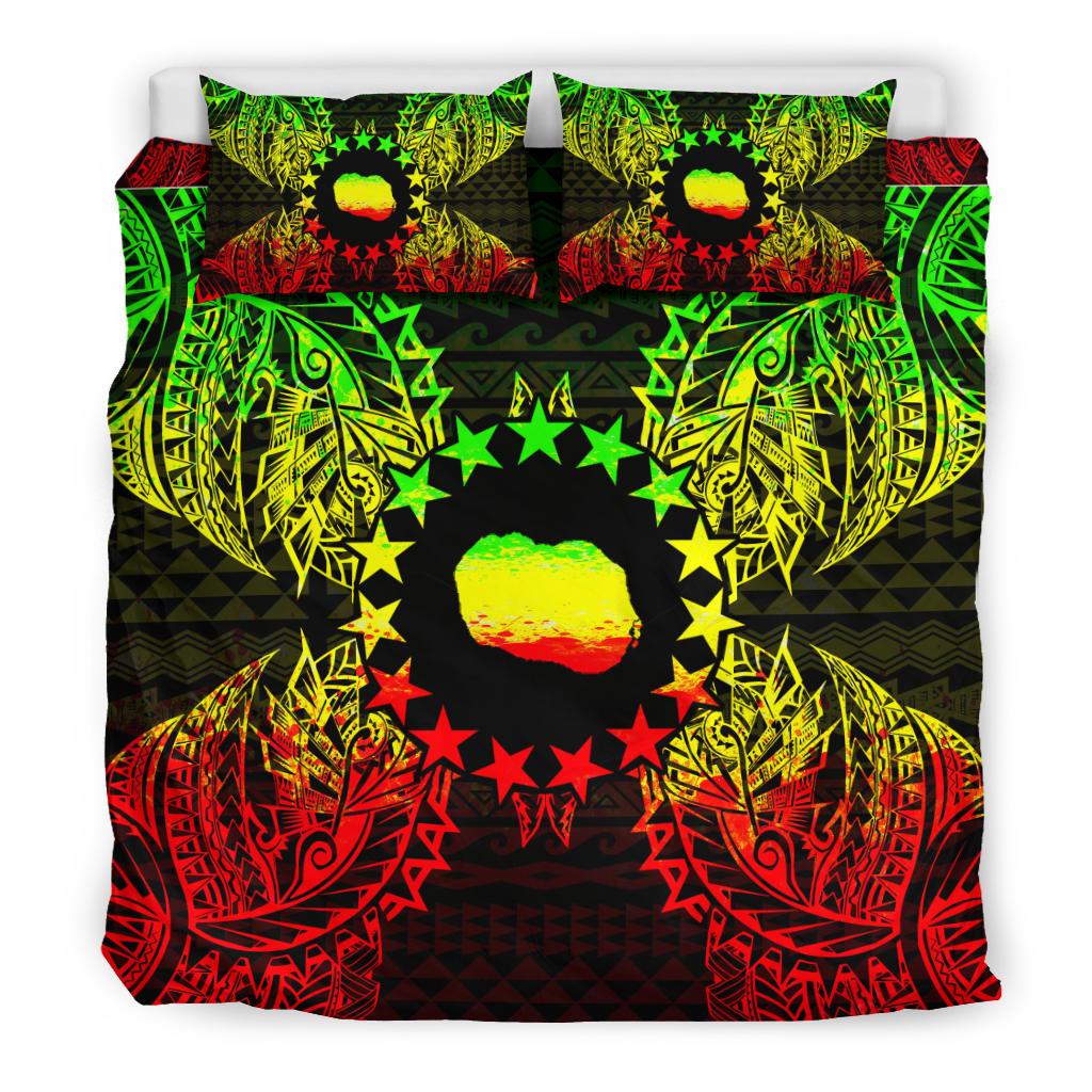Polynesian Bedding Set - Cook Islands Duvet Cover Set Map Reggae - Polynesian Pride