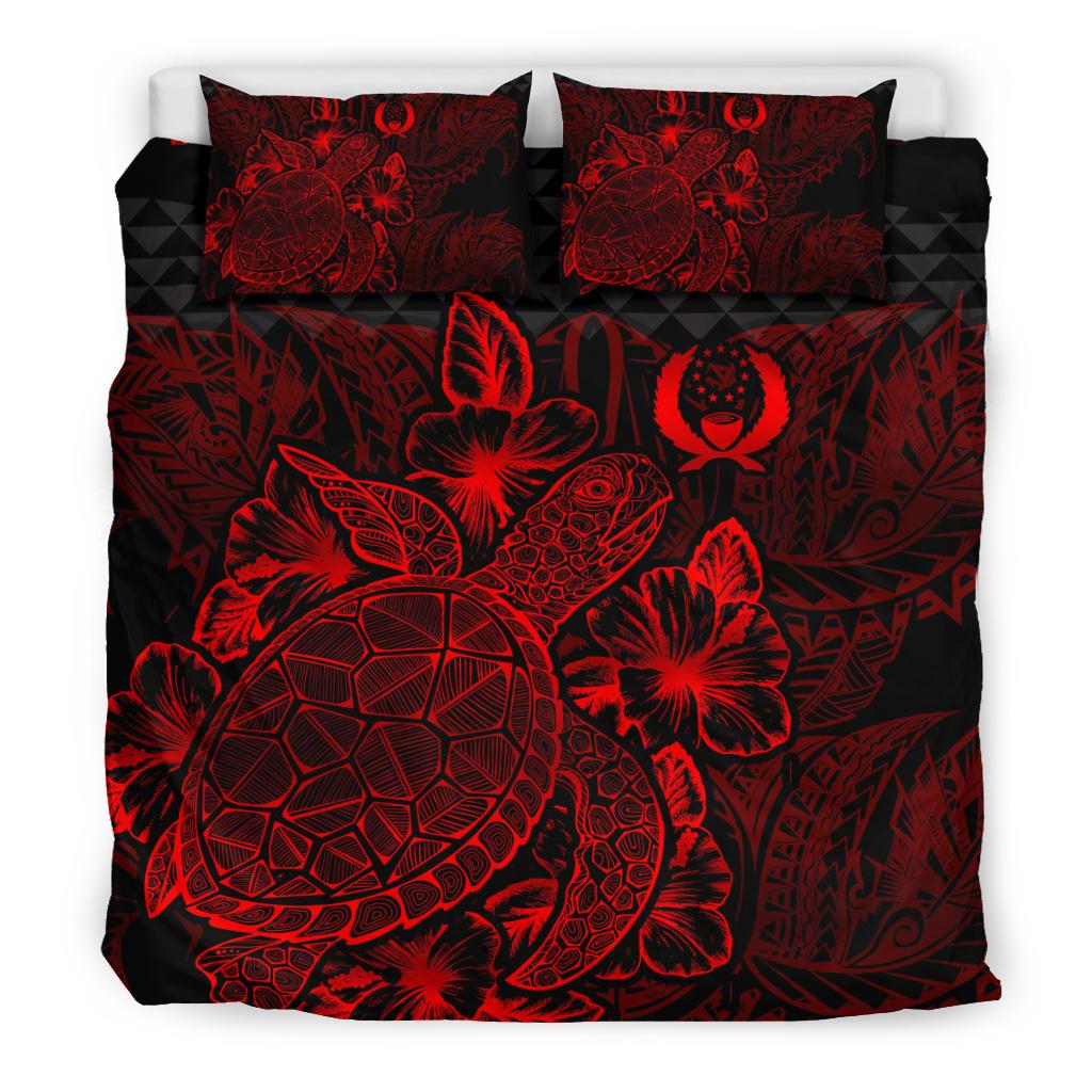 Polynesian Bedding Set - Pohnpei Duvet Cover Set Red Color Red - Polynesian Pride