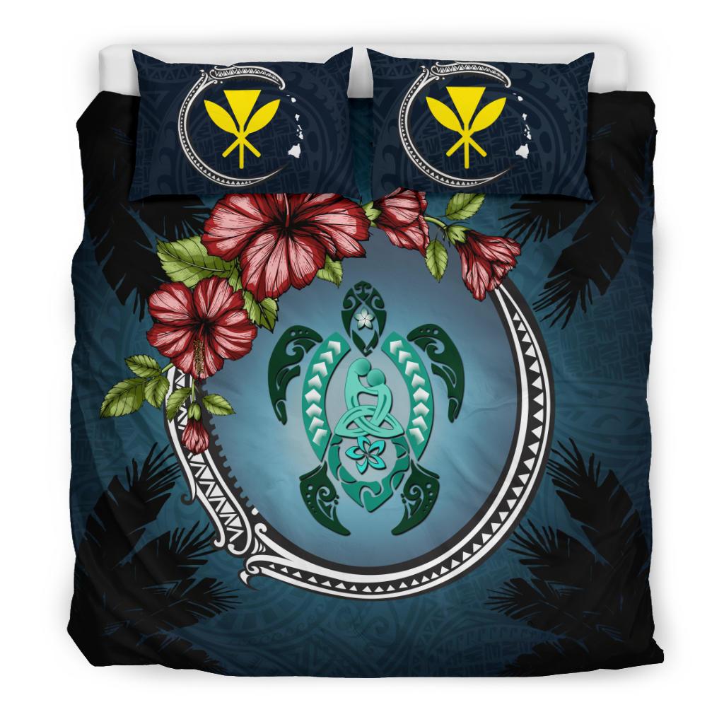 Kanaka Maoli (Hawaiian) Bedding Set - Polynesian Ohana Turtle Hibiscus Mother Son - Polynesian Pride