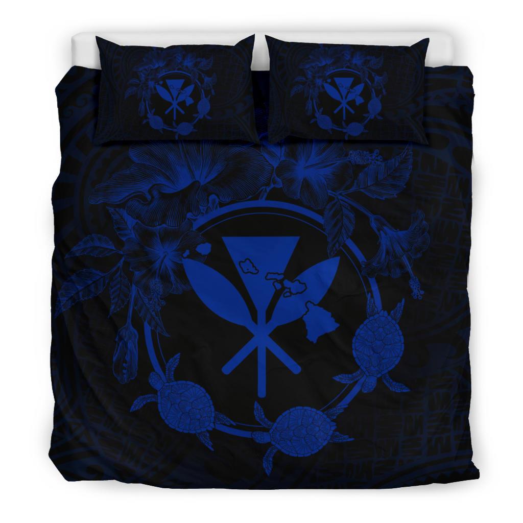 Hawaii Kanaka Turtle Hibiscus Polynesian Bedding Set - Anthea Style Blue - Polynesian Pride