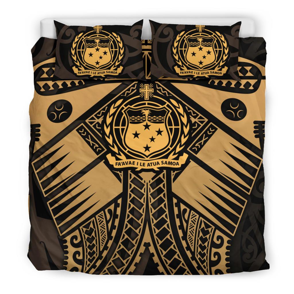 Samoa Polynesian Bedding Set - Samoa Gold Seal with Polynesian Tattoo - Polynesian Pride