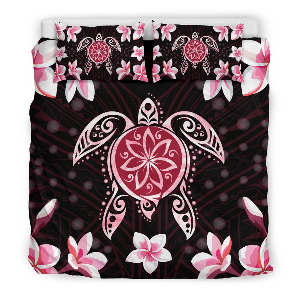 Hawaiian Pinky Turtle Plumeria Bedding Set - Polynesian Pride
