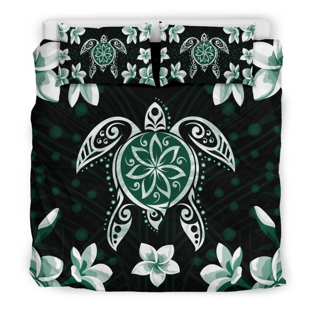 Hawaiian Greenie Turtle Plumeria Bedding Set - Polynesian Pride
