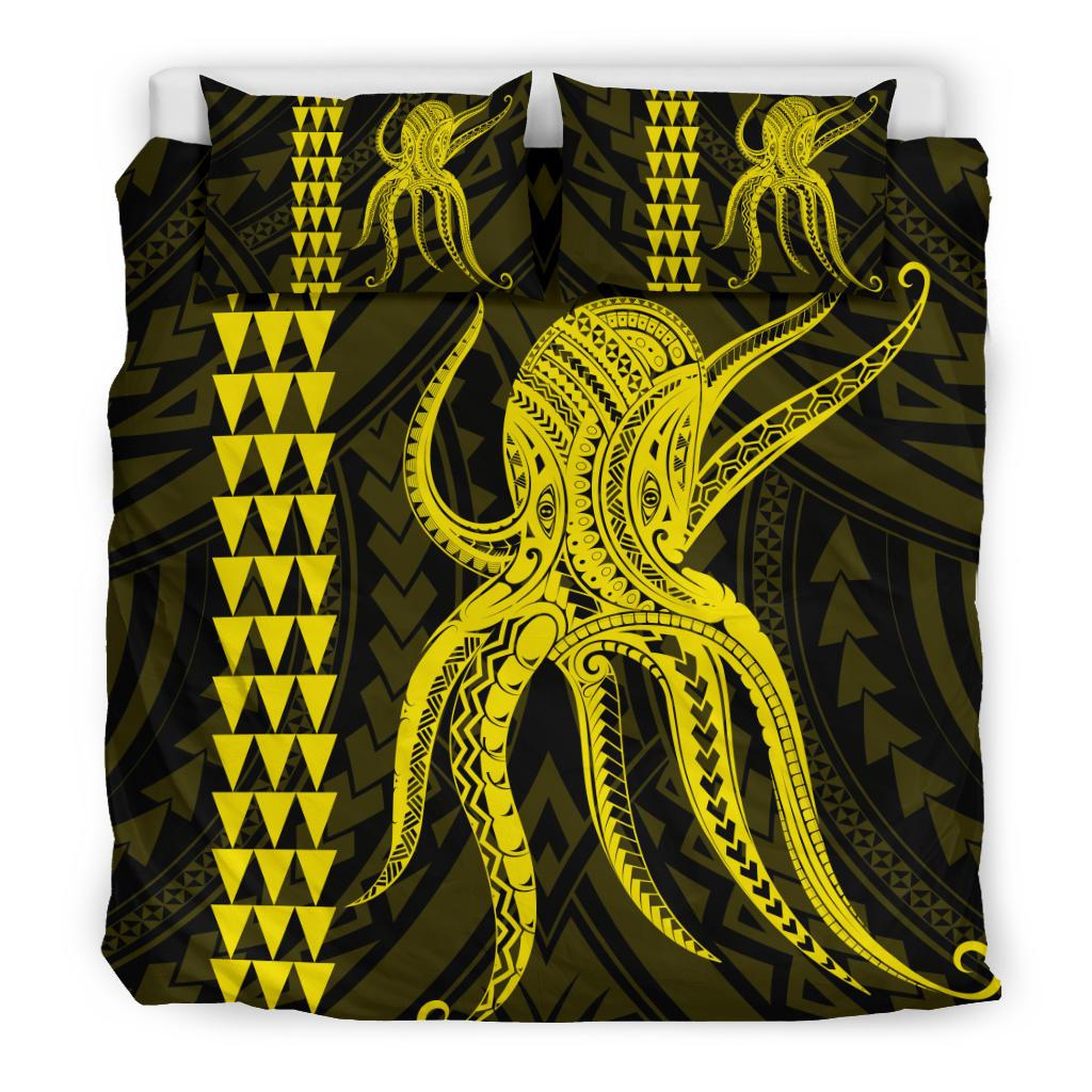 Hawaii Octopus KaKau Polynesian Bedding Set - Yellow - Polynesian Pride