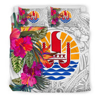 Tahiti Bedding Set - Hibiscus Polynesian Pattern White Version - Polynesian Pride