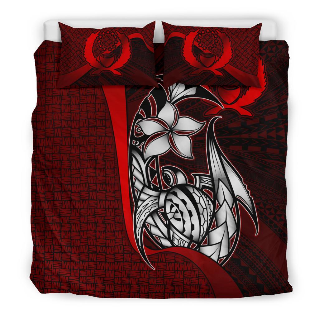 Pohnpei Micronesian Bedding Set Red - Turtle With Hook - Polynesian Pride
