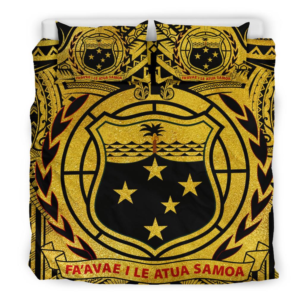 Samoa Bedding Set - Samoa Coat Of Arm, Polynesian Tattoo Gold - Polynesian Pride