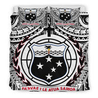 Samoa Bedding Set - Samoa Coat Of Arm, Polynesian Tattoo White And Black - Polynesian Pride