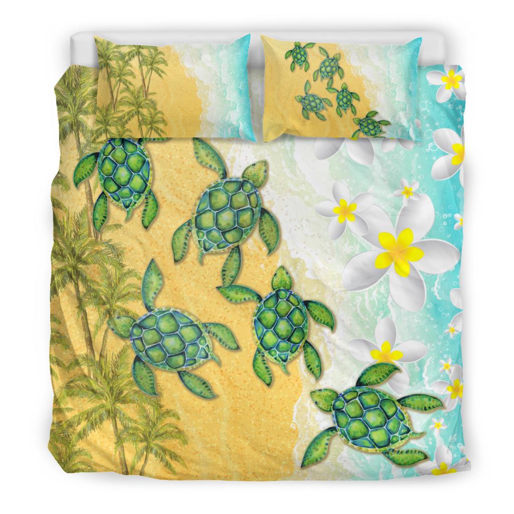 Hawaii Bedding Set - Hawaii Turtle Sea Hibiscus Coconut Tree Bedding Set - Polynesian Pride