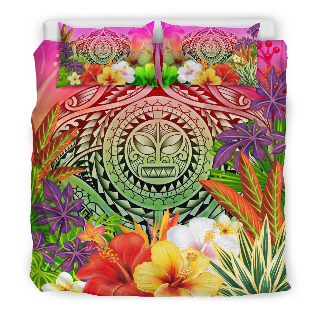 Polynesian Bedding Set - Manta Ray Tropical Flowers - Polynesian Pride