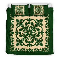 Hawaiian Bedding Set Royal Pattern - Emerald Green - Polynesian Pride