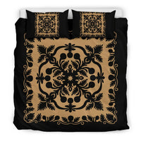 Hawaii Bedding Set Royal Pattern - Black And Gold - Polynesian Pride