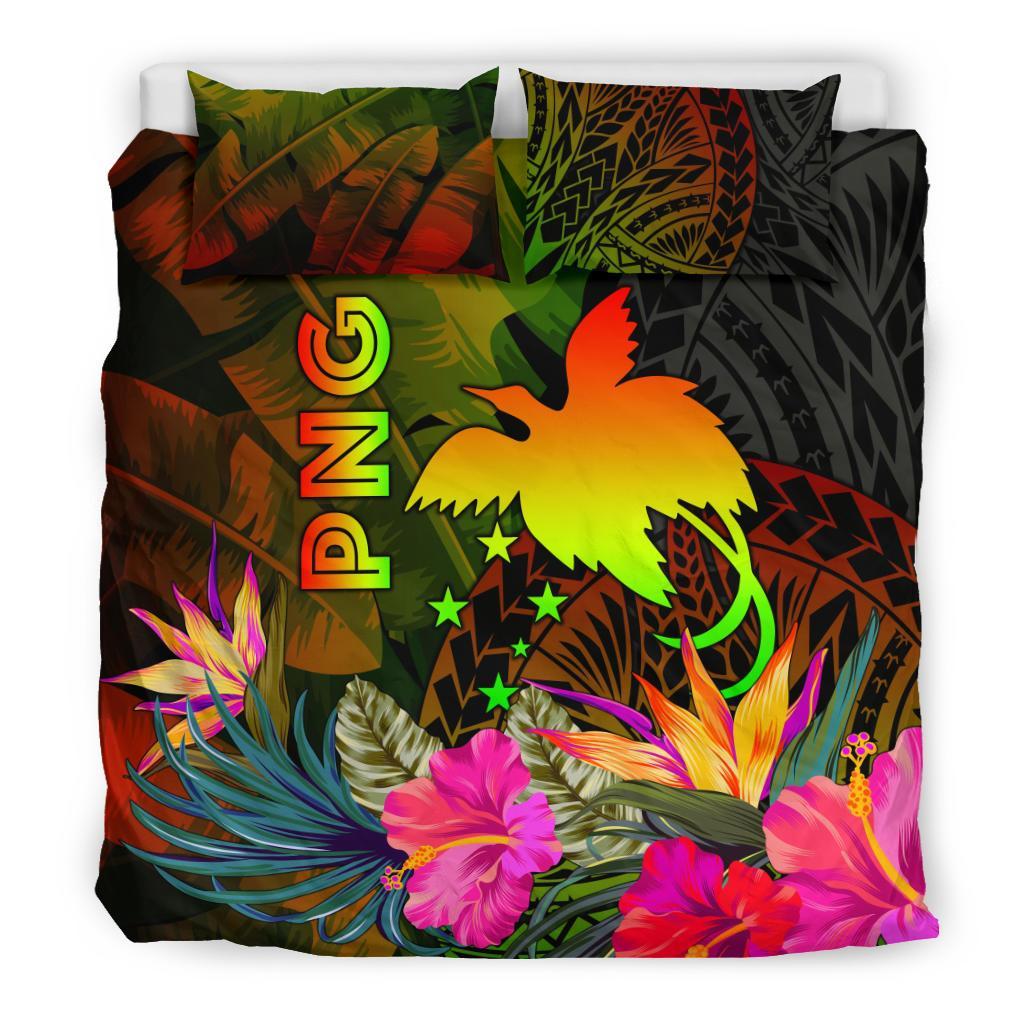 Papua New Guinea Polynesian Bedding Set - Hibiscus and Banana Leaves - Polynesian Pride
