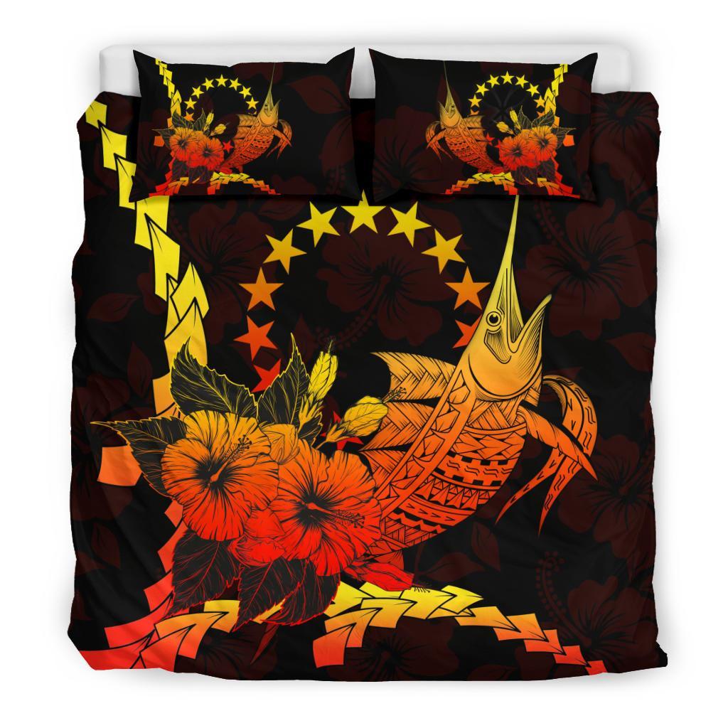 Cook Islands Polynesian Bedding Set - Swordfish With Hibiscus - Polynesian Pride