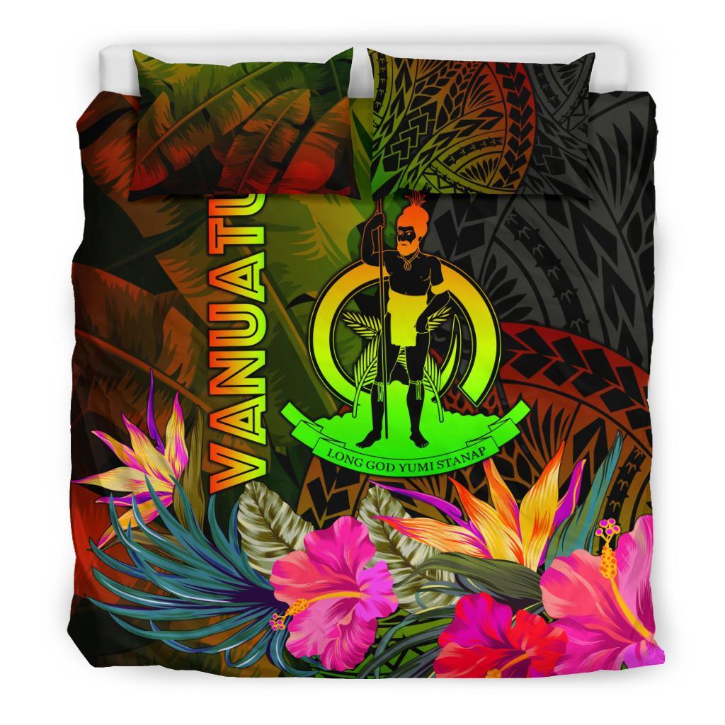 Vanuatu Polynesian Bedding Set - Hibiscus and Banana Leaves - Polynesian Pride