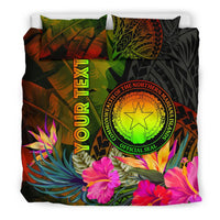 Northern Mariana Islands Personalised Bedding Set - Hibiscus and Banana Leaves - Polynesian Pride