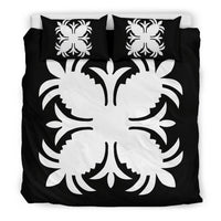 Hawaiian Bedding Set Royal Pattern - Black And White - A2 Style - Polynesian Pride