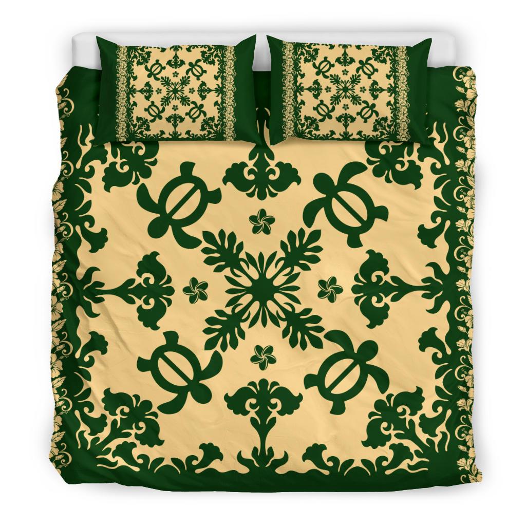 Hawaii Bedding Set - Hawaiian Quilt Turtle Dance Sea Pattern Bedding Set - Polynesian Pride