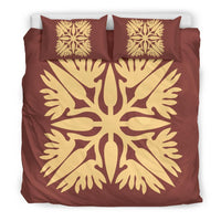 Hawaiian Bedding Set Royal Pattern - Coral - A3 Style - Polynesian Pride