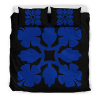 Hawaiian Bedding Set Royal Pattern - Black And Blue - C1 Style - Polynesian Pride