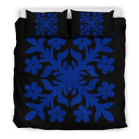 Hawaiian Bedding Set Royal Pattern - Black And Blue - C2 Style - Polynesian Pride