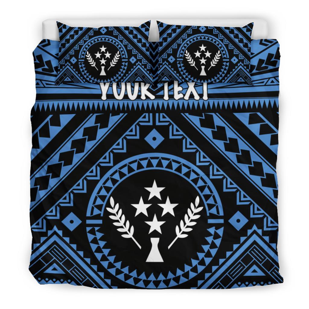 Kosrae Personalised Bedding Set - Kosrae Flag In Polynesian Tattoo Style (Blue) - Polynesian Pride