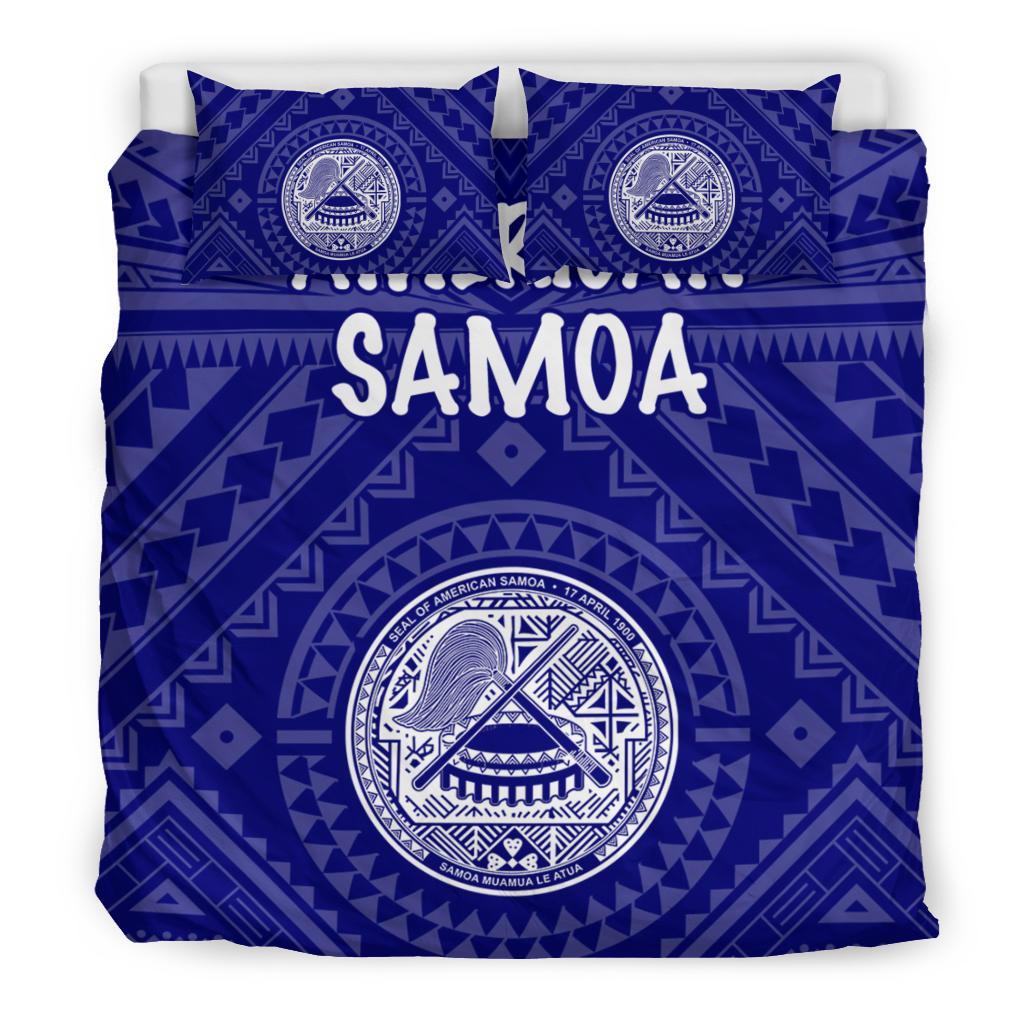 American Samoa Bedding Set - Seal In Polynesian Tattoo Style ( Blue) - Polynesian Pride