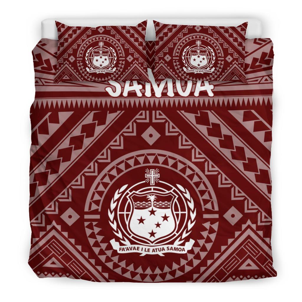 Samoa Bedding Set - Samoa Seal In Polynesian Tattoo Style (Red) - Polynesian Pride