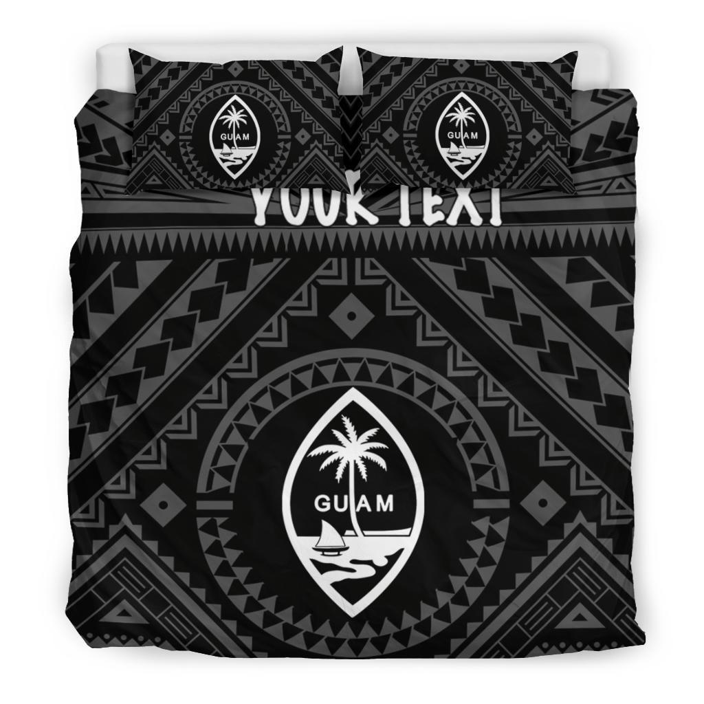 Guam Personalised Bedding Set - Guam Seal With Polynesian Tattoo Style (Black) - Polynesian Pride