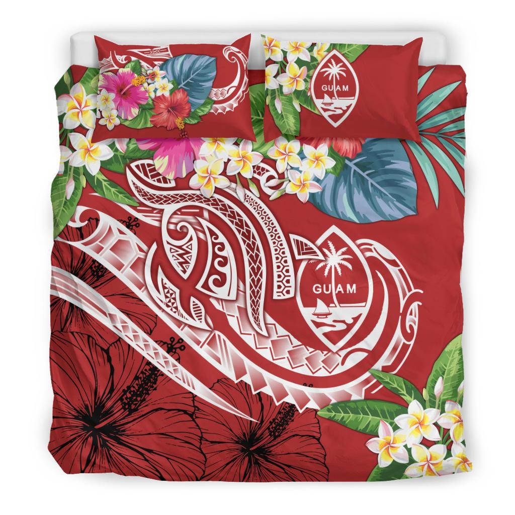Guam Polynesian Bedding Set - Summer Plumeria (Black) - Polynesian Pride
