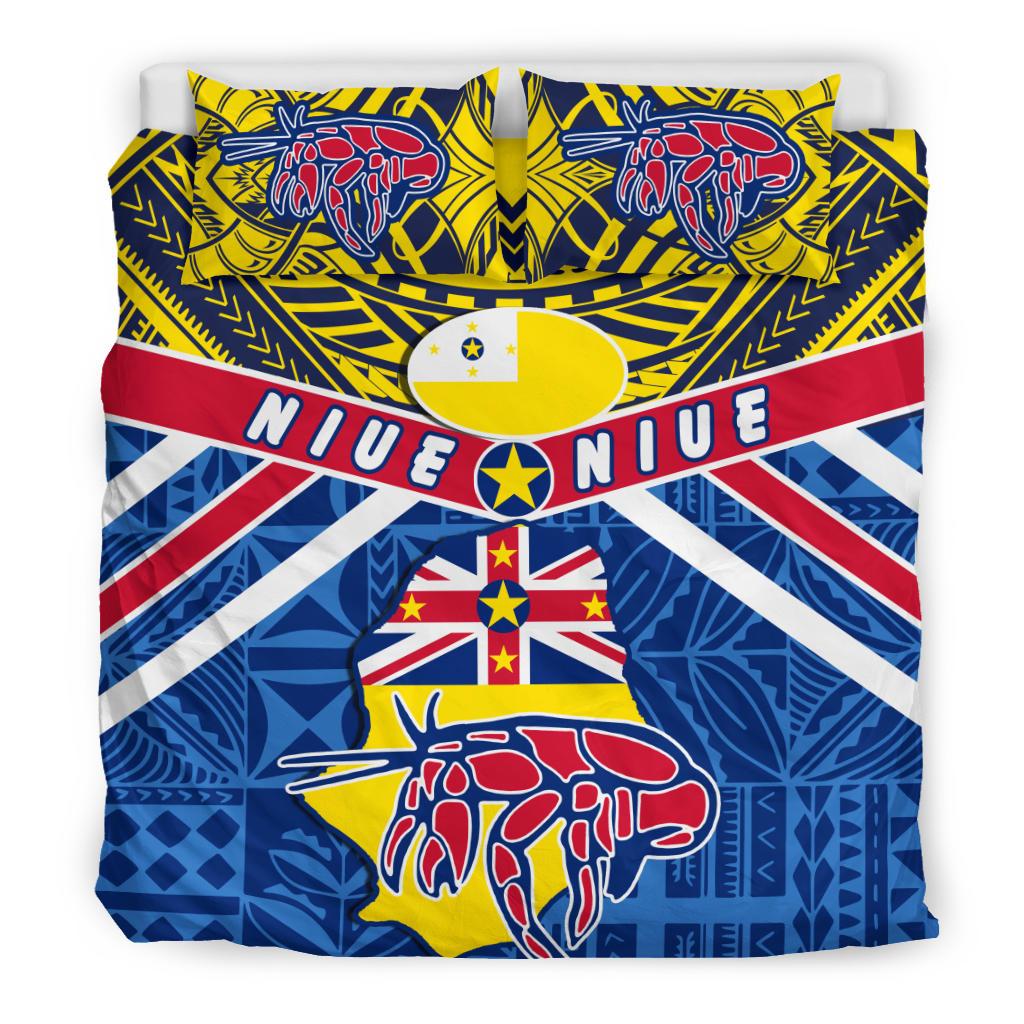Niue Rugby Bedding Set Polynesian Crab Map - Polynesian Pride