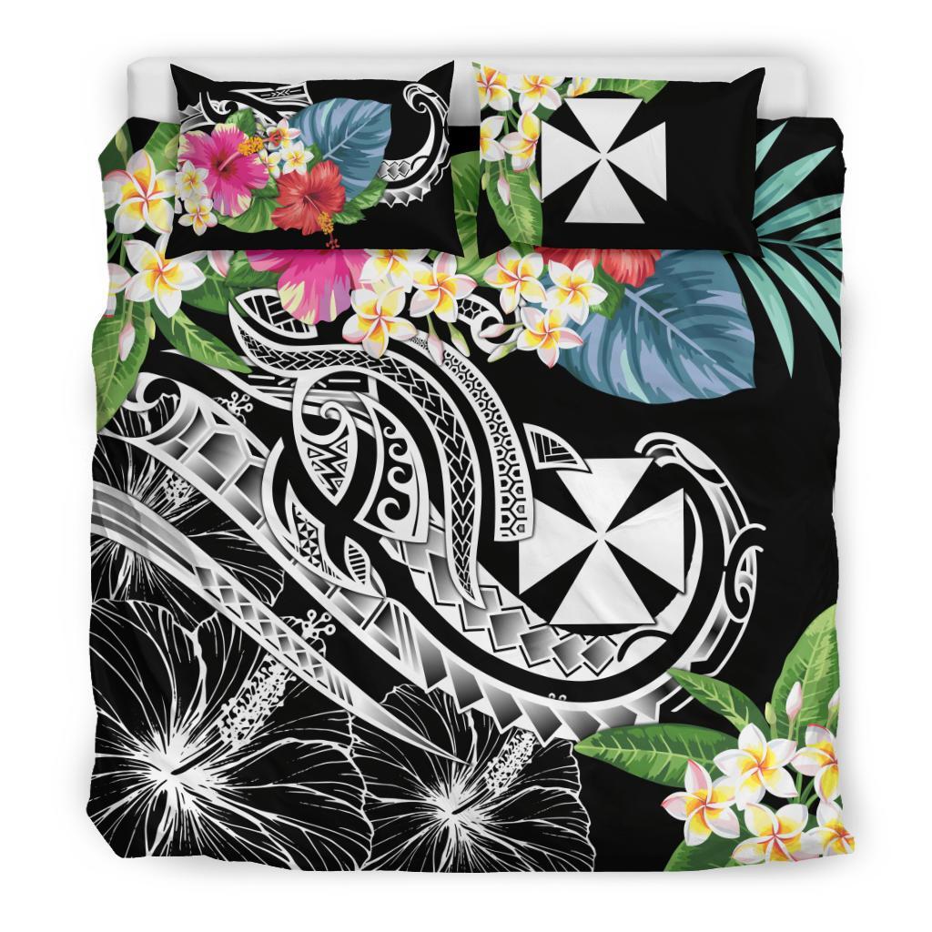 Wallis and Futuna Polynesian Bedding Set - Summer Plumeria (Black) - Polynesian Pride