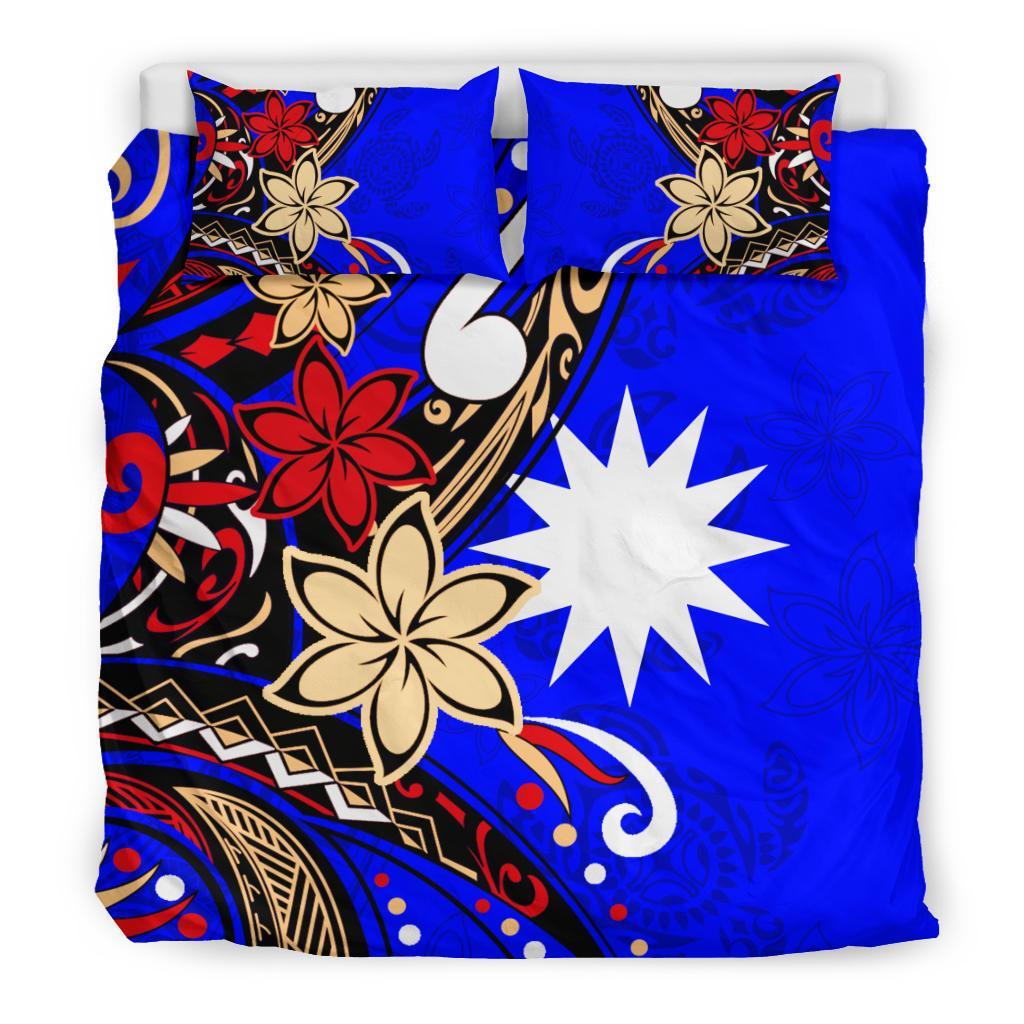 Nauru Bedding Set - Tribal Flower With Special Turtles Blue Color - Polynesian Pride