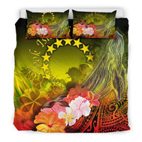 Cook Islands Bedding Set - Humpback Whale with Tropical Flowers (Yellow) - Polynesian Pride